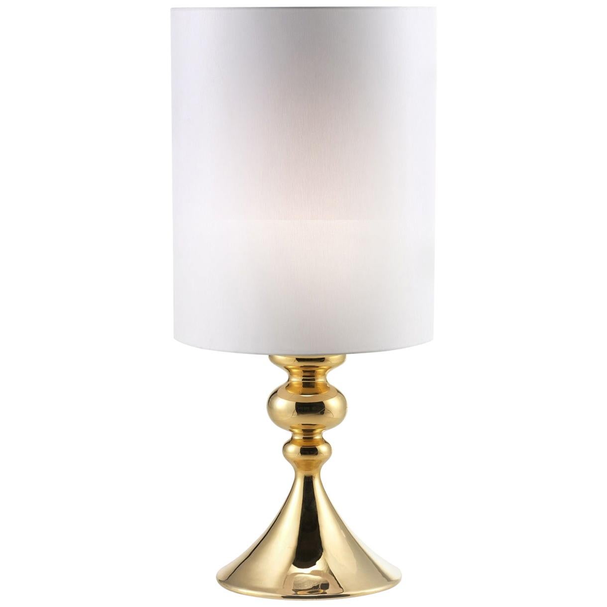 KAY, Ceramic Lamp Handcrafted in 24-Karat Gold by Gabriella B. Made in Italy For Sale