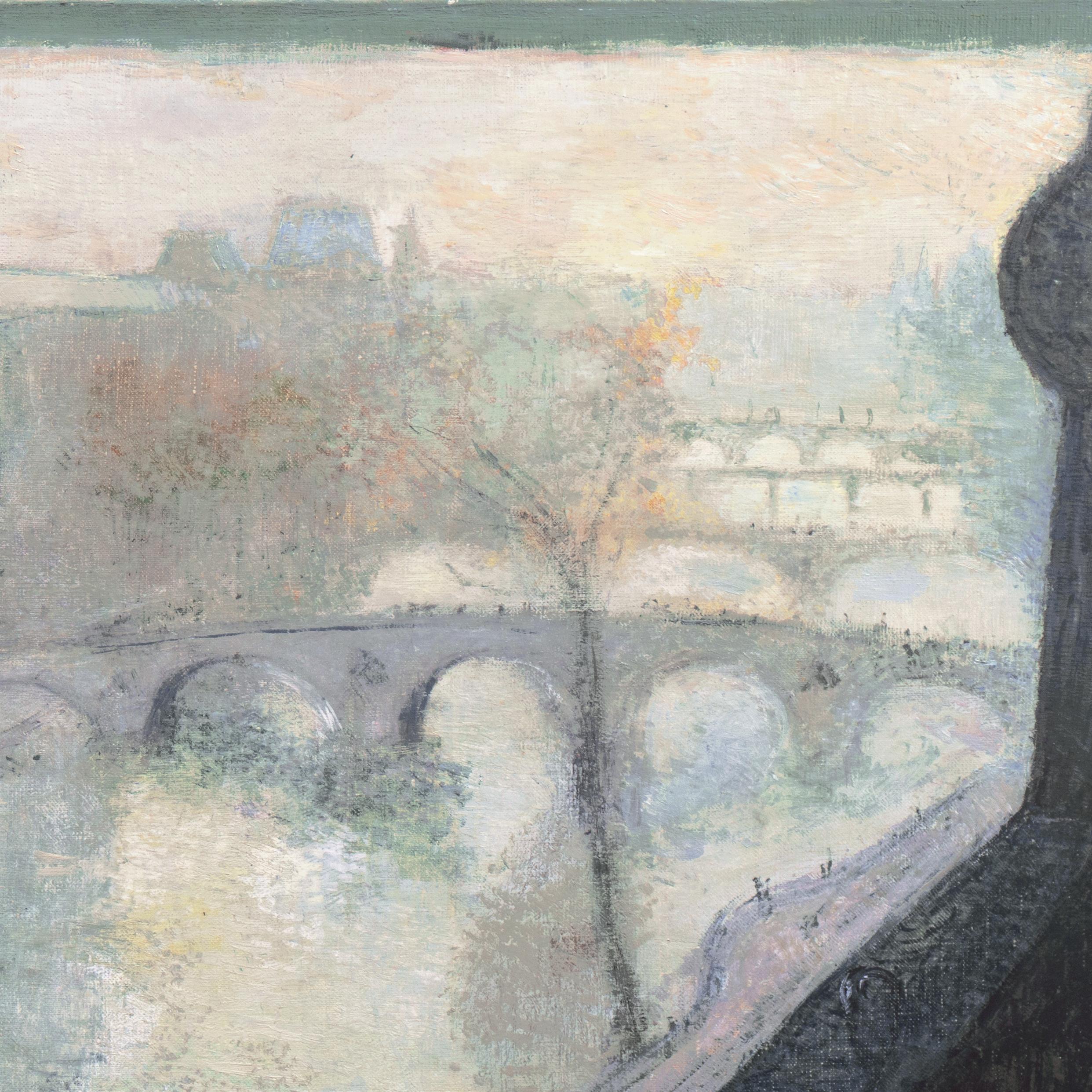 'View of the Seine and the Pont Marie', School of Paris, Post Impressionist oil For Sale 3