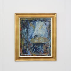Kay Christensen Poetic Blue-Tone Oil Painting, 1966, Denmark