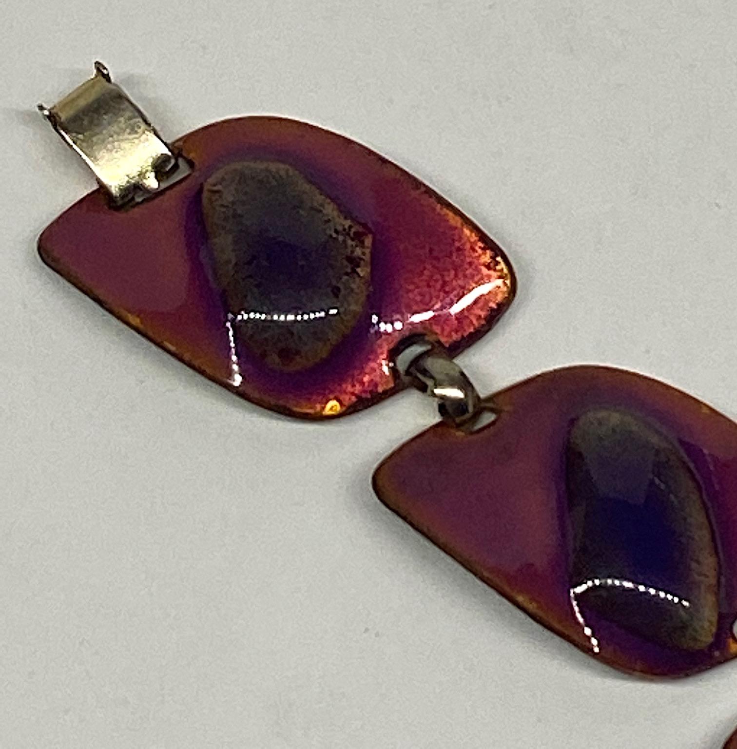 Kay Danning Mid Century Modern Purple Enamel 1960s Bracelet 1