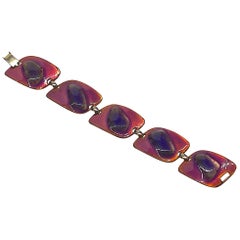 Used Kay Danning Mid Century Modern Purple Enamel 1960s Bracelet