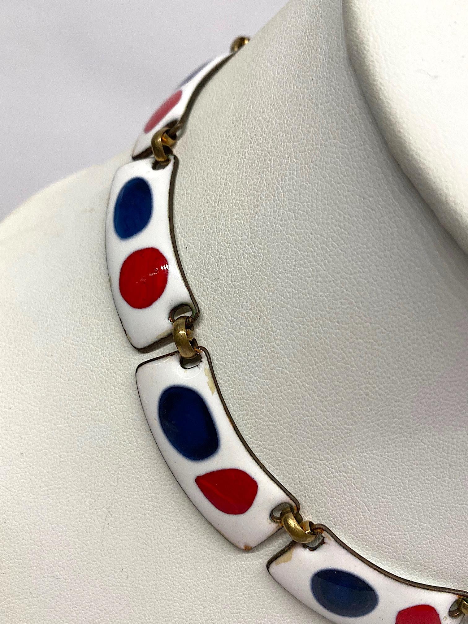 red white and blue enamel chain
