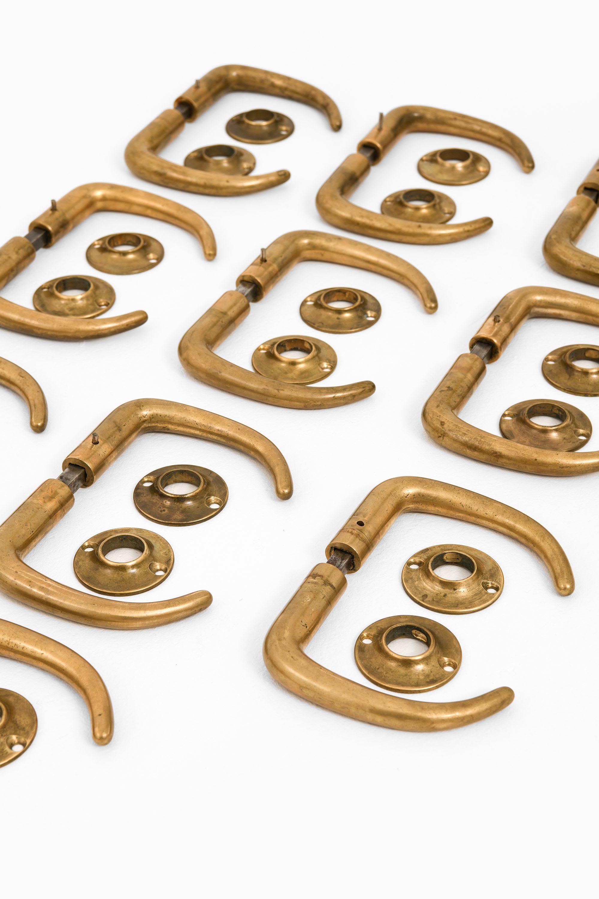 Danish Kay Fisher Rare Set of 11 Doorhandles in Brass, 1950’s Denmark For Sale