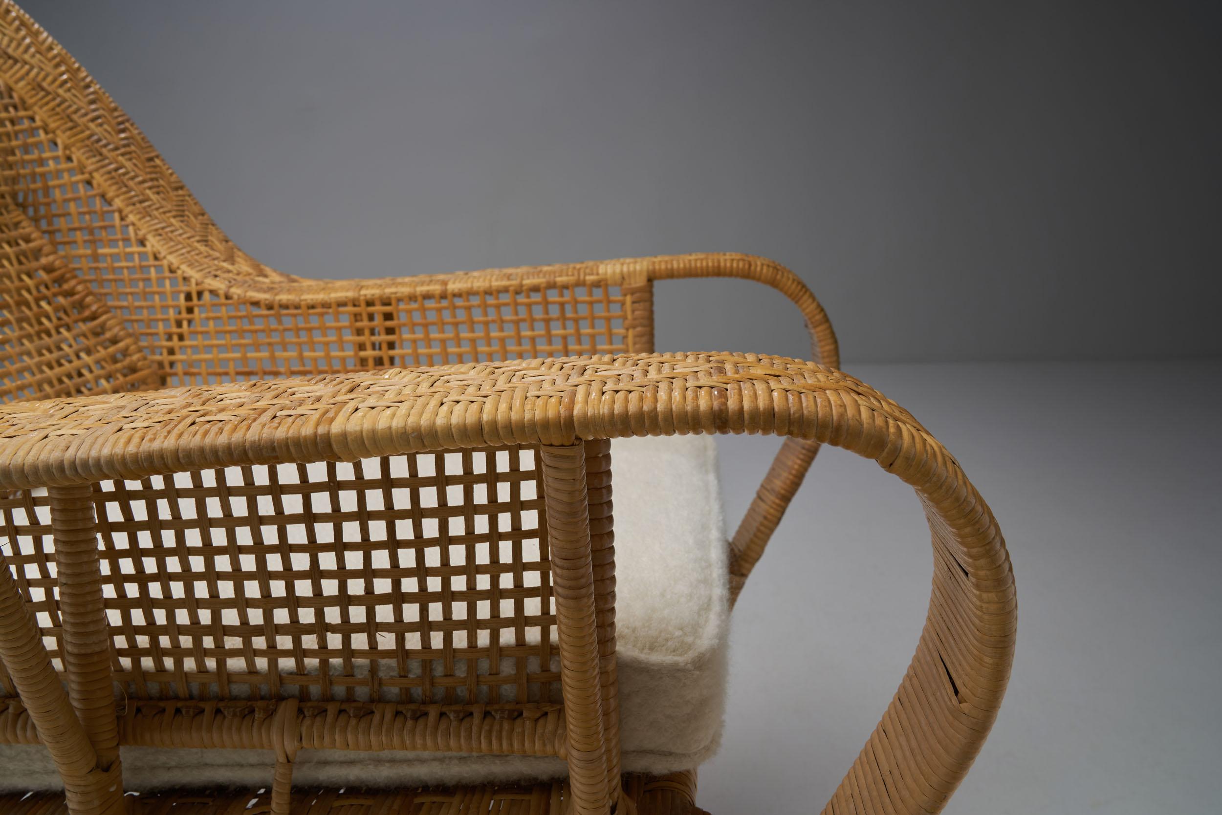 Kay Fisker “Canton” Rattan Lounge Chair for Robert Wengler, Denmark, 1950s 7