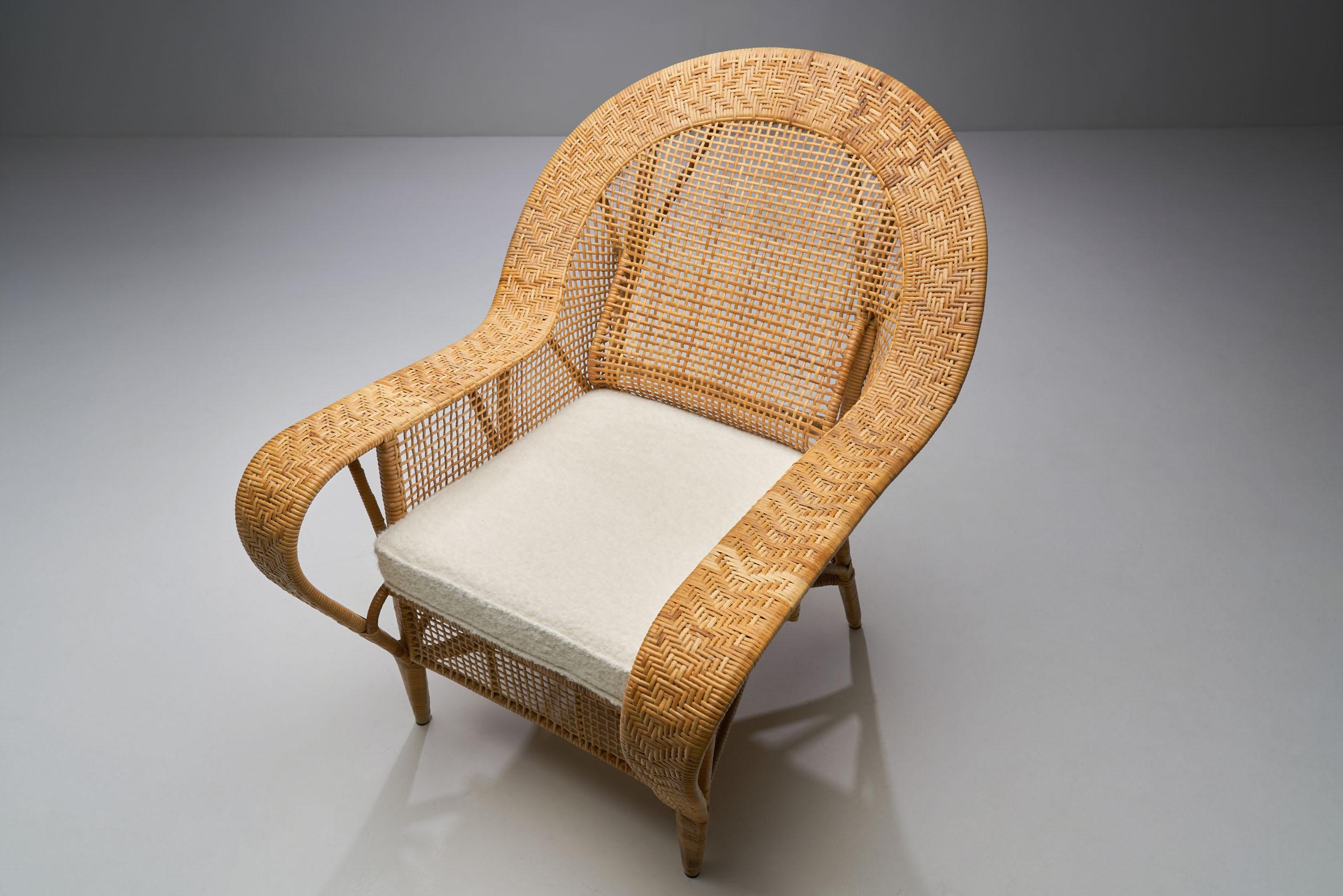 Mid-20th Century Kay Fisker “Canton” Rattan Lounge Chair for Robert Wengler, Denmark, 1950s