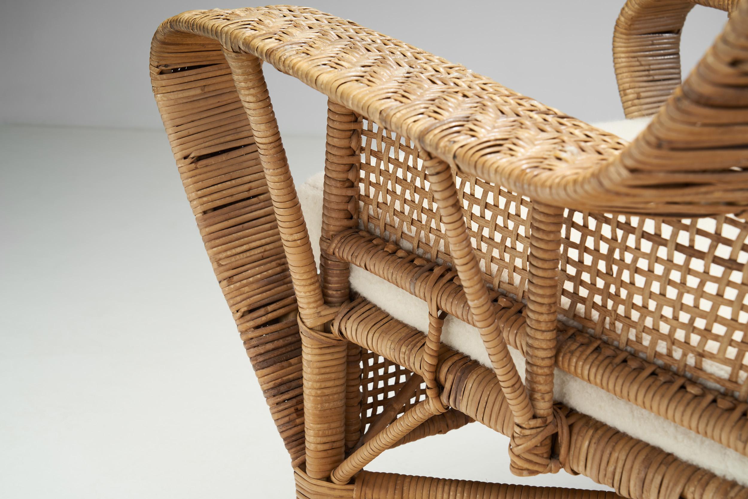 Kay Fisker “Canton” Woven Wicker Lounge Chair for Robert Wengler, Denmark 1950s For Sale 7