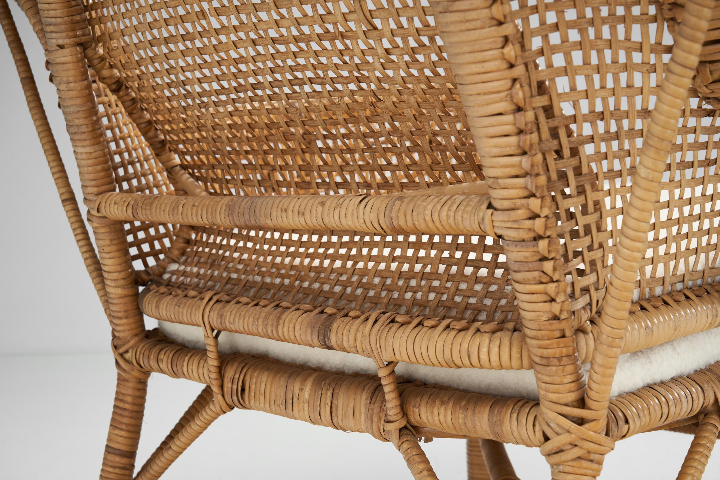Kay Fisker “Canton” Woven Wicker Lounge Chair for Robert Wengler, Denmark 1950s For Sale 8