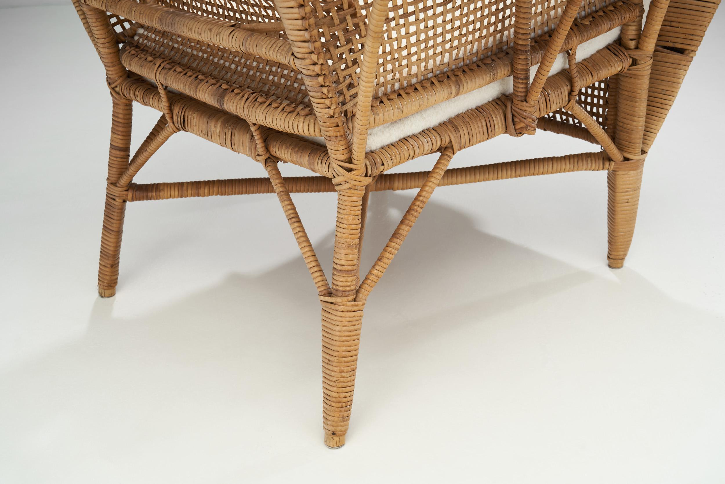 Kay Fisker “Canton” Woven Wicker Lounge Chair for Robert Wengler, Denmark 1950s For Sale 9