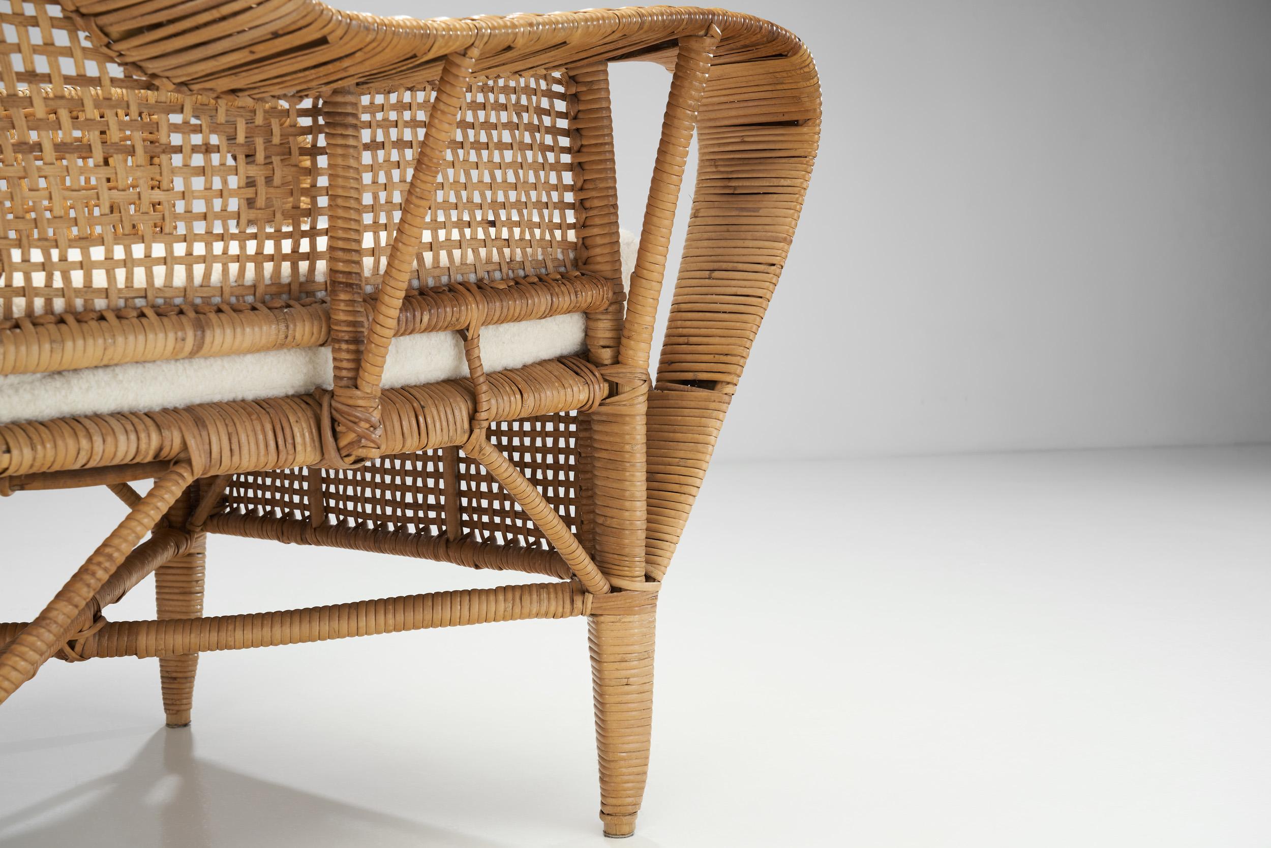 Kay Fisker “Canton” Woven Wicker Lounge Chair for Robert Wengler, Denmark 1950s For Sale 10