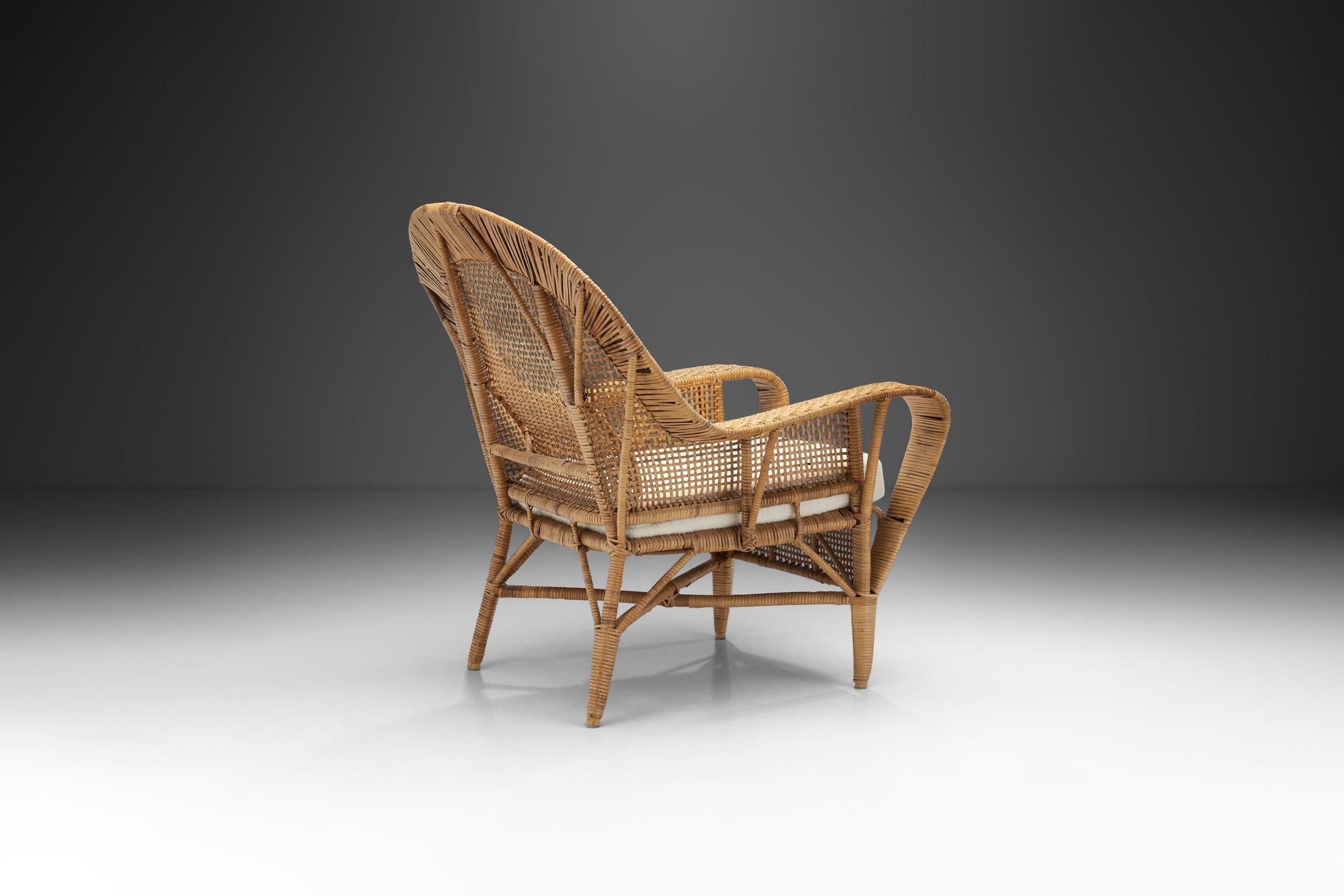 Kay Fisker Canton, Loungesessel aus geflochtenem Korbweide für Robert Wengler, Dänemark, 1950er Jahre (Skandinavische Moderne)