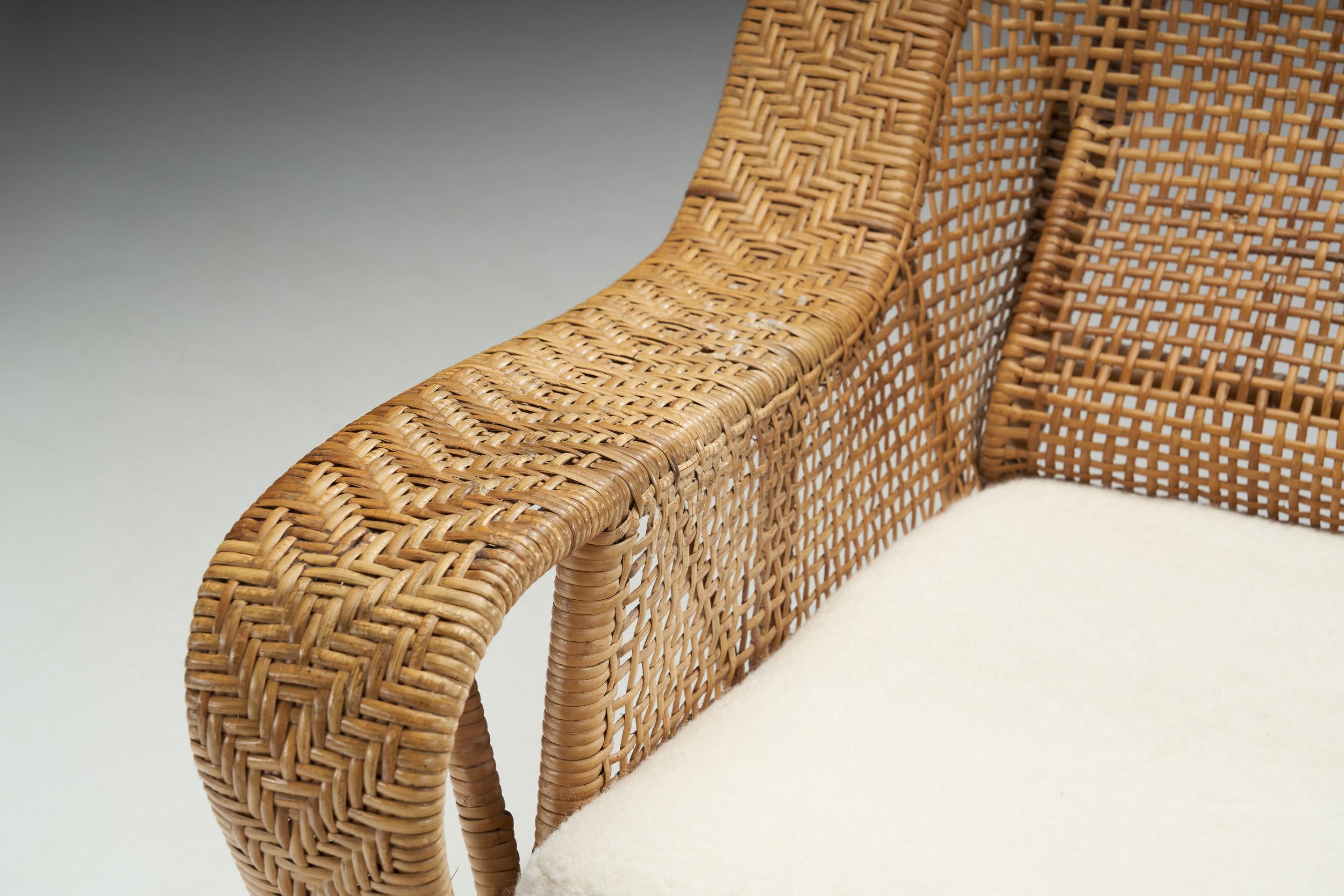 Kay Fisker “Canton” Woven Wicker Lounge Chair for Robert Wengler, Denmark 1950s For Sale 1