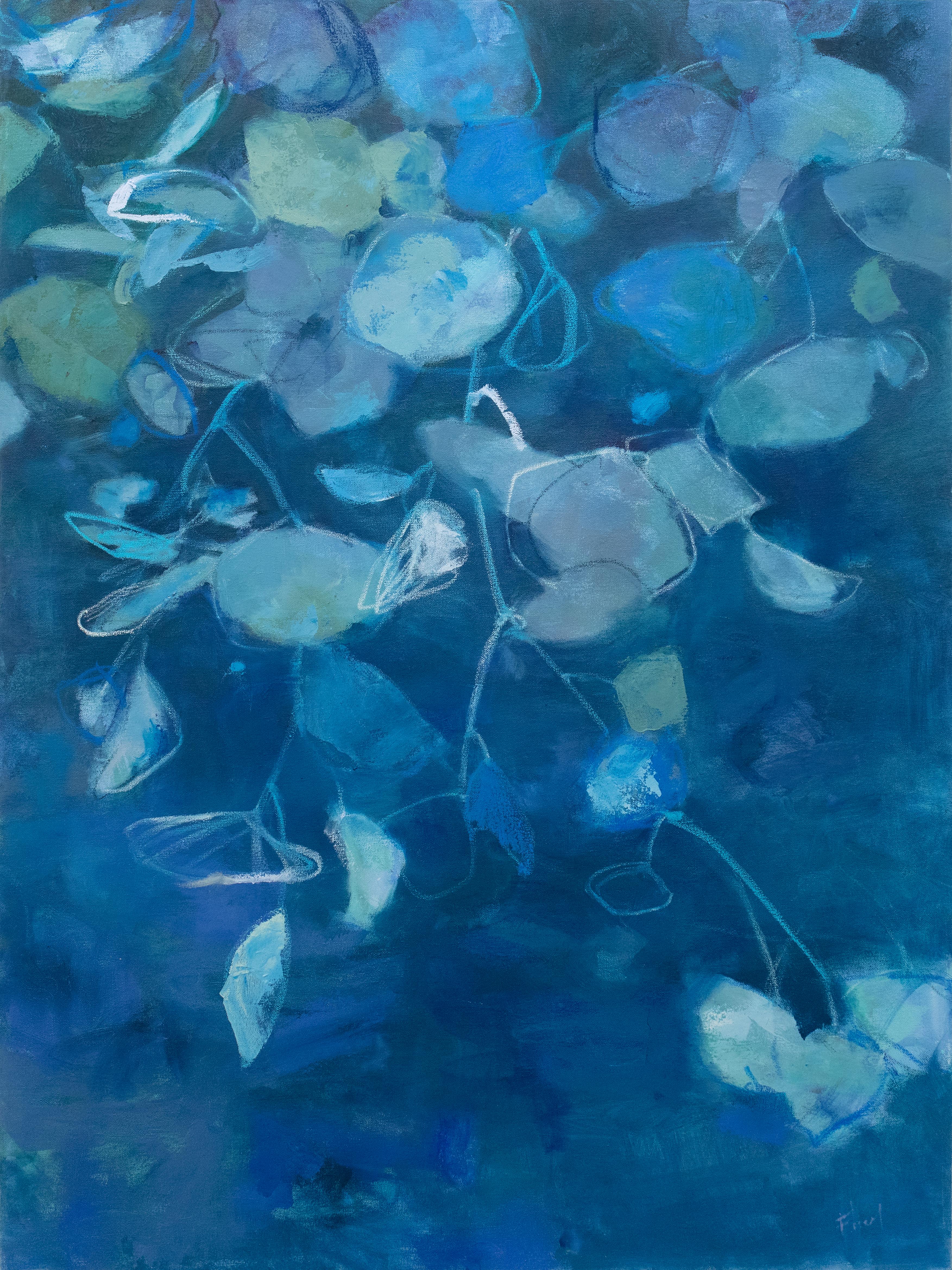 Abstract Painting Kay Flierl - Peinture à l'huile abstraite à motifs floraux, Garden Lyrics 181