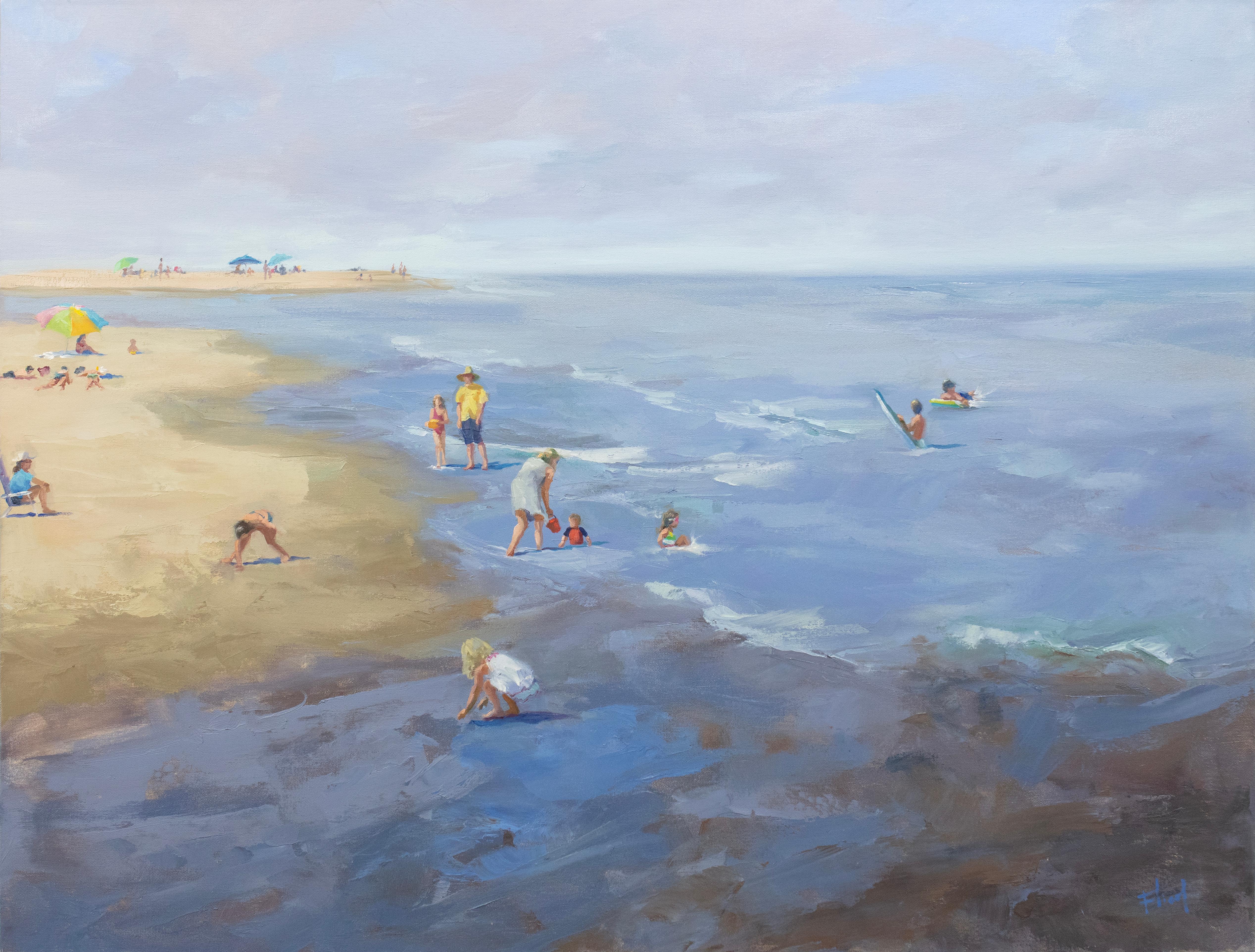 Kay Flierl Landscape Painting - "Surf and Turf" Coastal Oil Painting