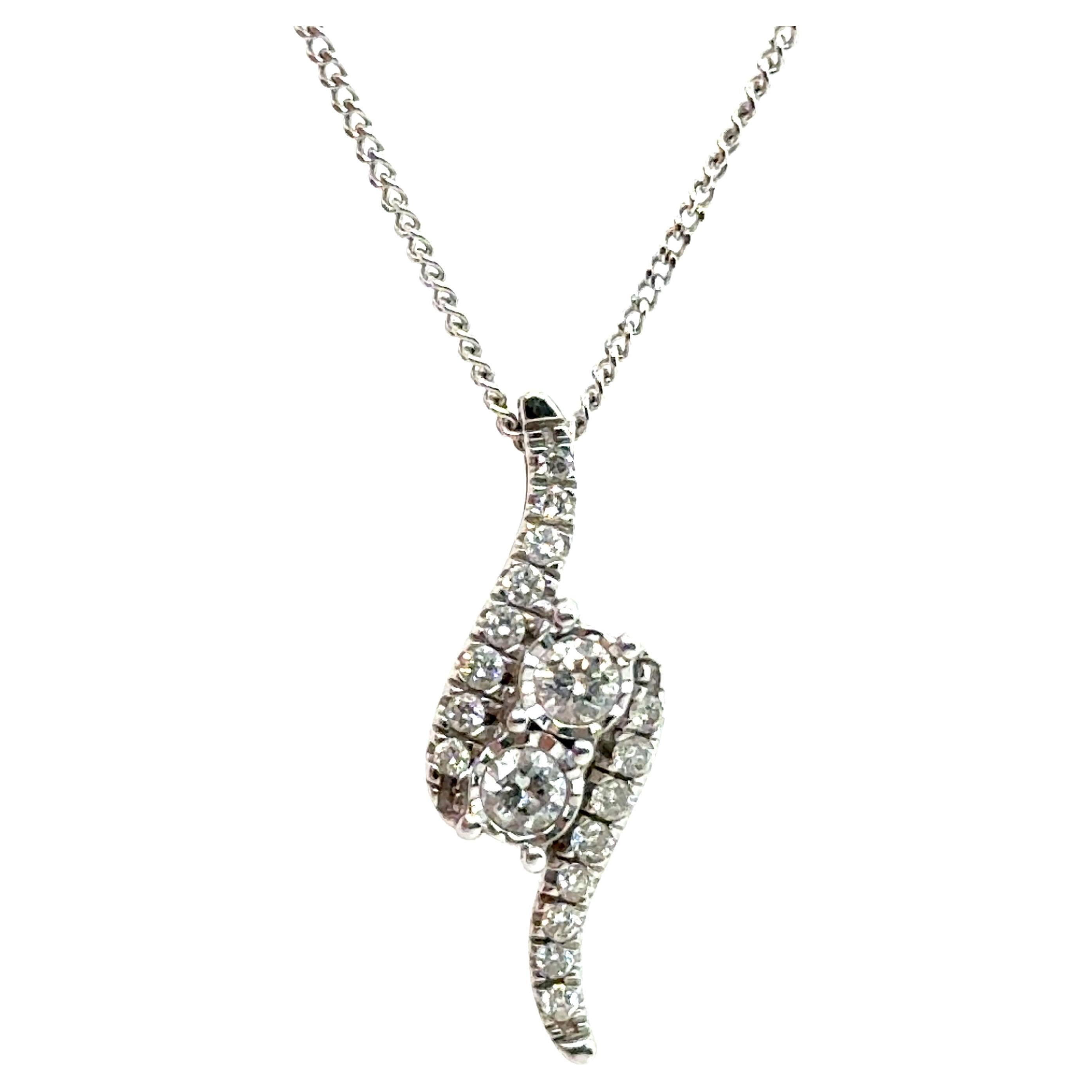Kay Jewelers Ever Us Forever Us 2 Stone Diamond Pendant .25ct 14K White Gold For Sale