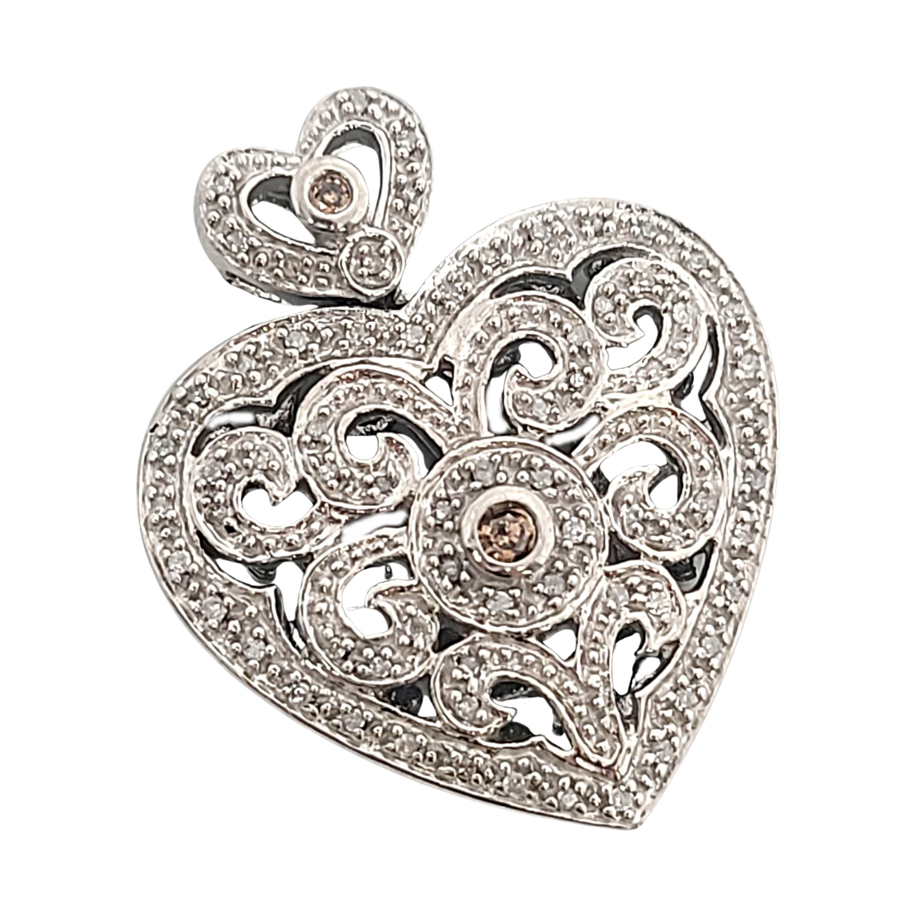 Kay Jewelers JWBR Sterlingsilber Champagner-Diamant-Herz-Anhänger im Zustand „Gut“ in Washington Depot, CT