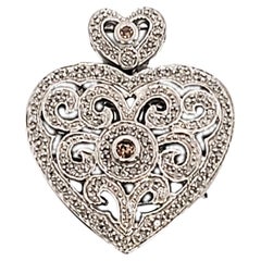 Kay Jewelers JWBR Sterling Silver Champagne Diamond Heart Pendant