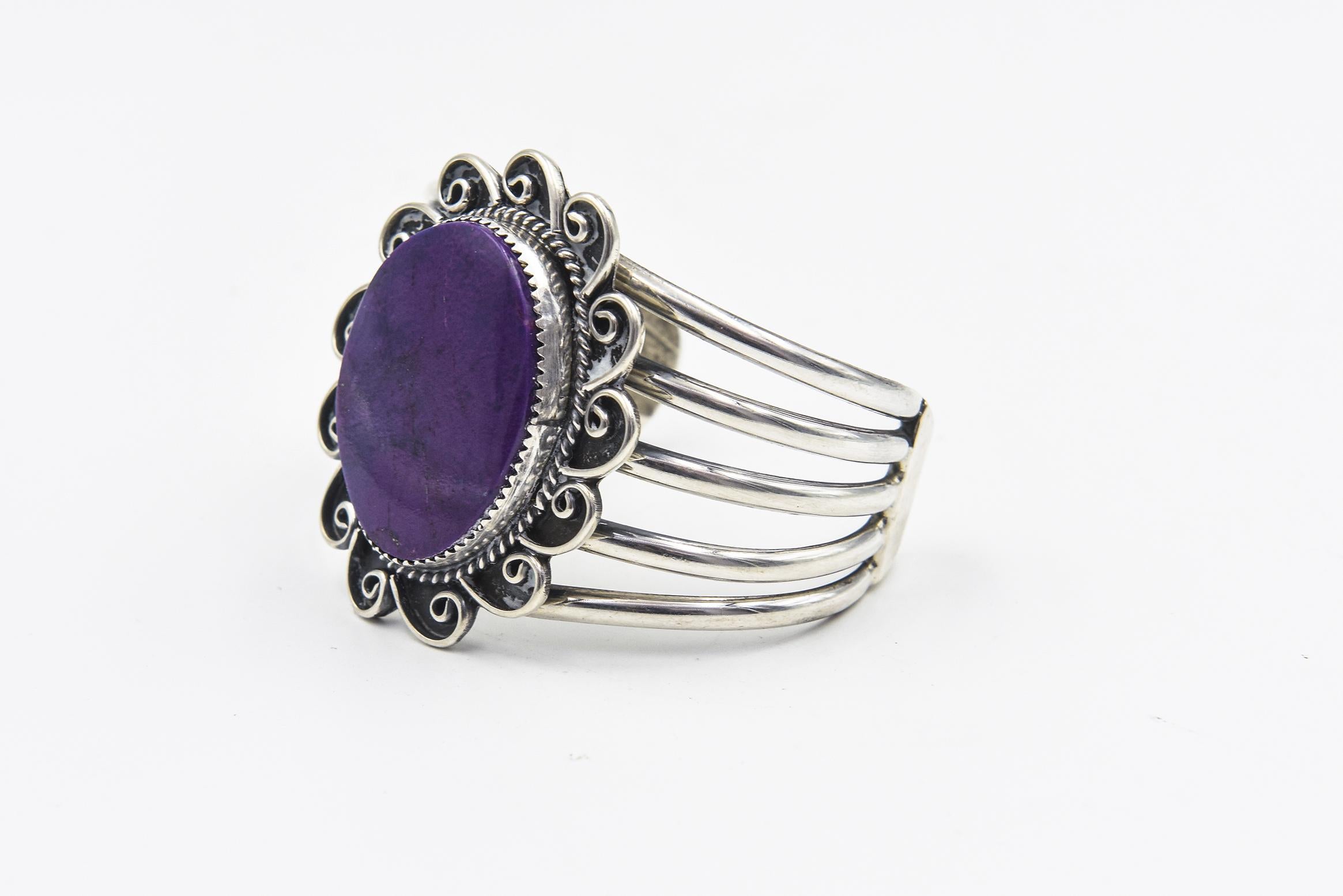 Women's Kay Johnson Southwest Sugilite Sterling Silver Cuff Bracelet For Sale