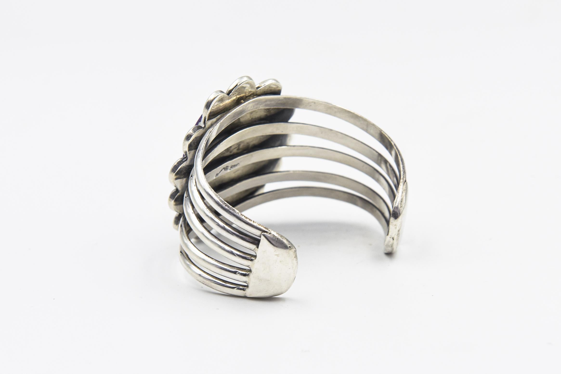 Kay Johnson Southwest Sugilite Sterling Silver Cuff Bracelet For Sale 1