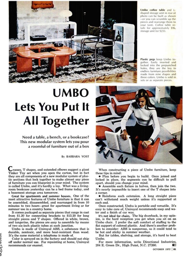 Kay Leroy Ruggles Umbo Corner Shelving Unit, Directional, Ivory Cream, 1972 For Sale 4