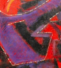 Kay McKay "Abstrakt mit roten 7 weißen Linien" Öl