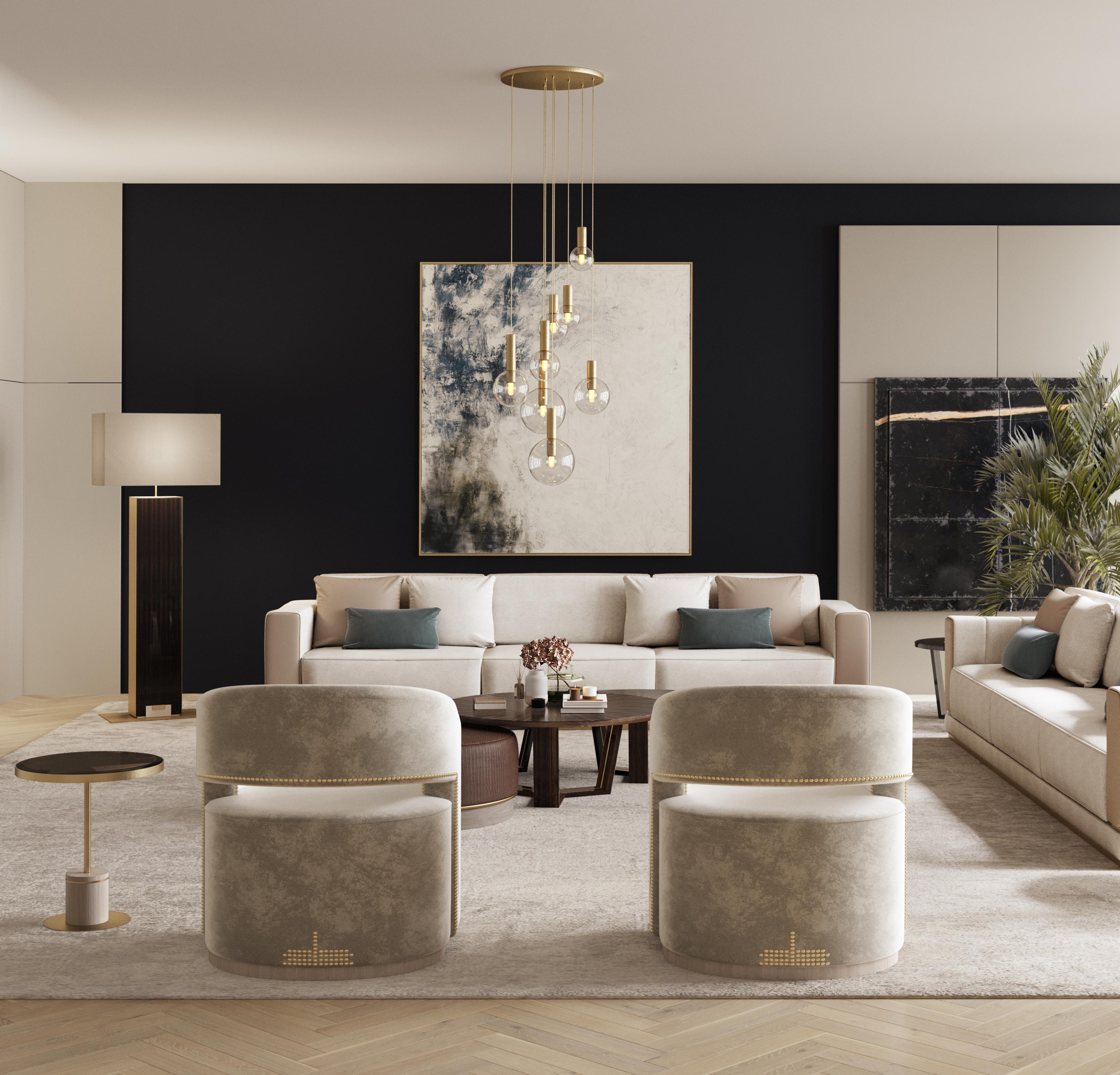 Métal Table d'appoint moderne Kaye avec plateau en verre en vente