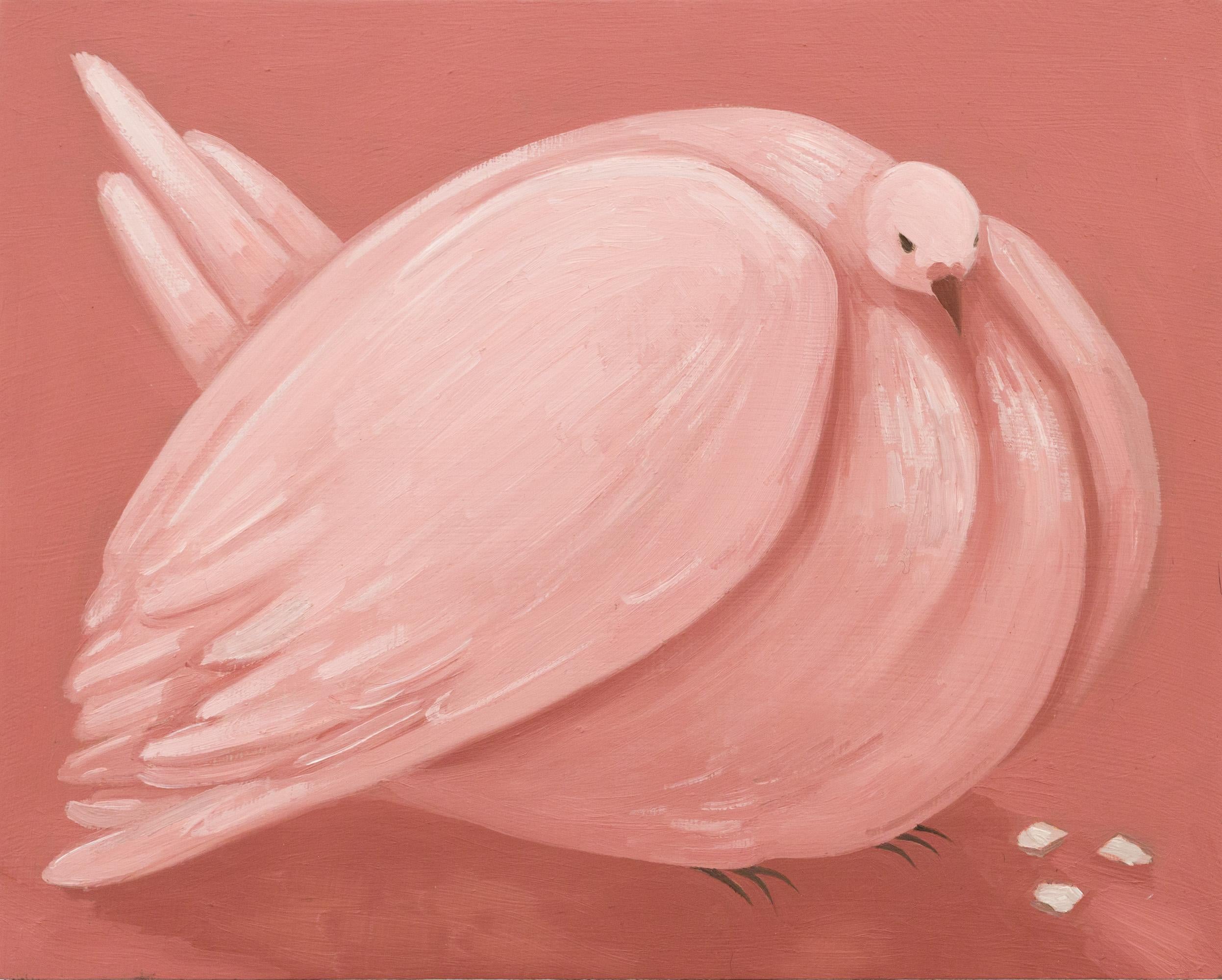 "Mark's Pigeon 1", Intimate Contemporary Bird Portrait, Oil on Panel