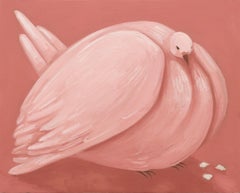"Mark's Pigeon 1", Intimate Contemporary Bird Portrait, Oil on Panel
