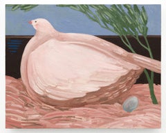 "Mark's Pigeon 2", Intimate Contemporary Bird Portrait, Oil on Panel
