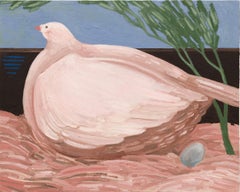 "Mark's Pigeon 2", Intimate Contemporary Bird Portrait, Oil on Panel