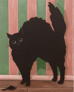"Rye", Small-Scale Contemporary Oil Painting of a Cat