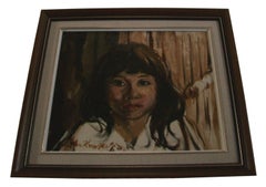 Kay Yum, Untitled Portrait Painting on Canvas, Framed, Mexico, circa 1960