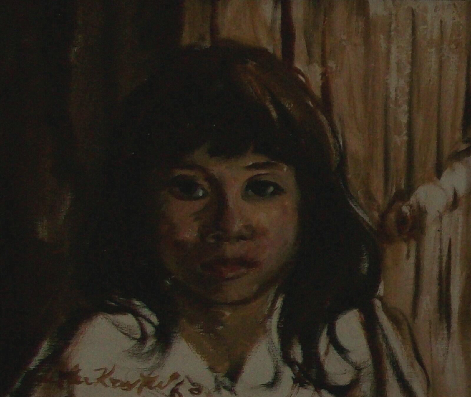 Spanish Colonial Kay Yum, Untitled Portrait Painting on Canvas, Framed, Mexico, circa 1960 For Sale