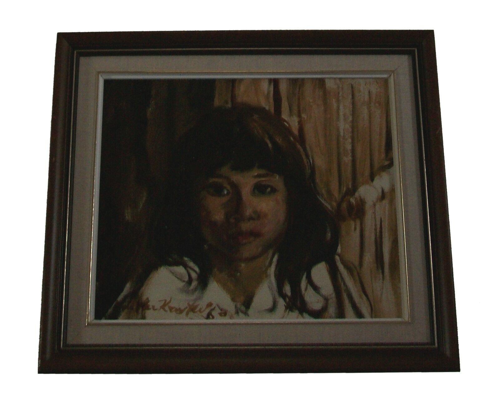 Mexican Kay Yum, Untitled Portrait Painting on Canvas, Framed, Mexico, circa 1960 For Sale