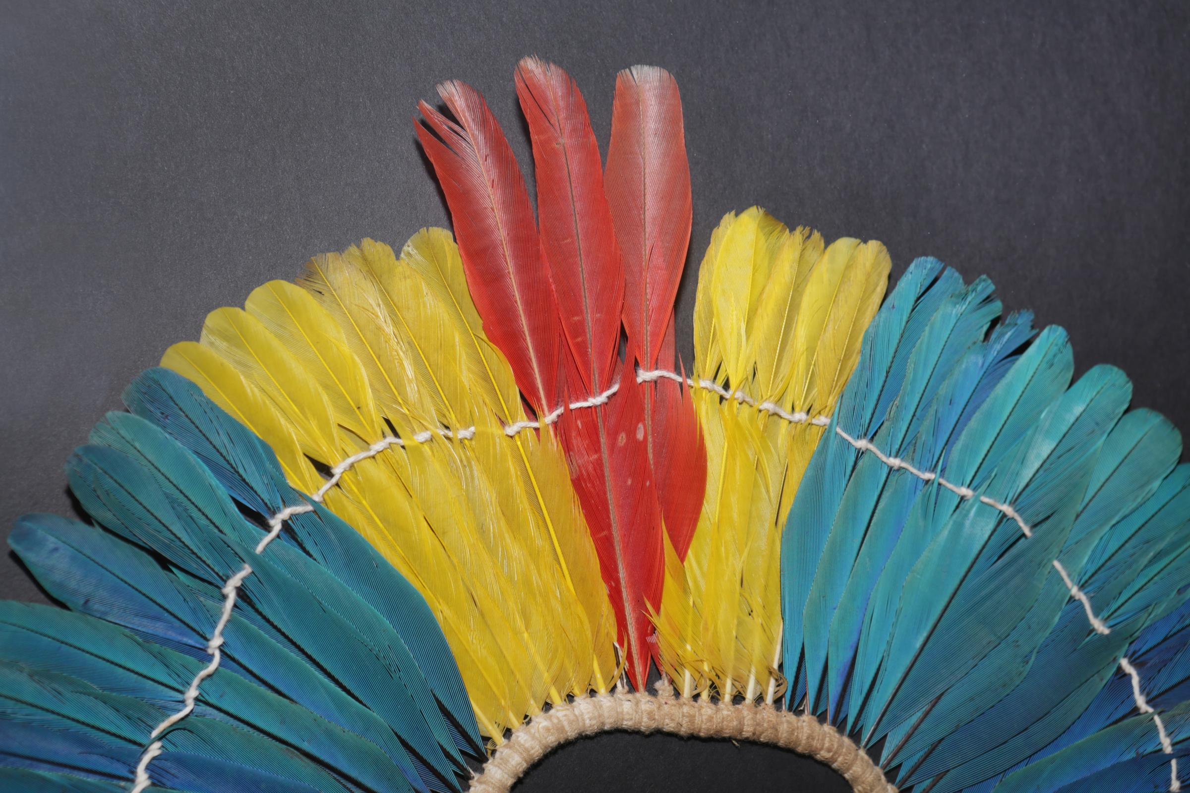 Brésilien Kayapo 1 Coiffe avec plumes naturelles