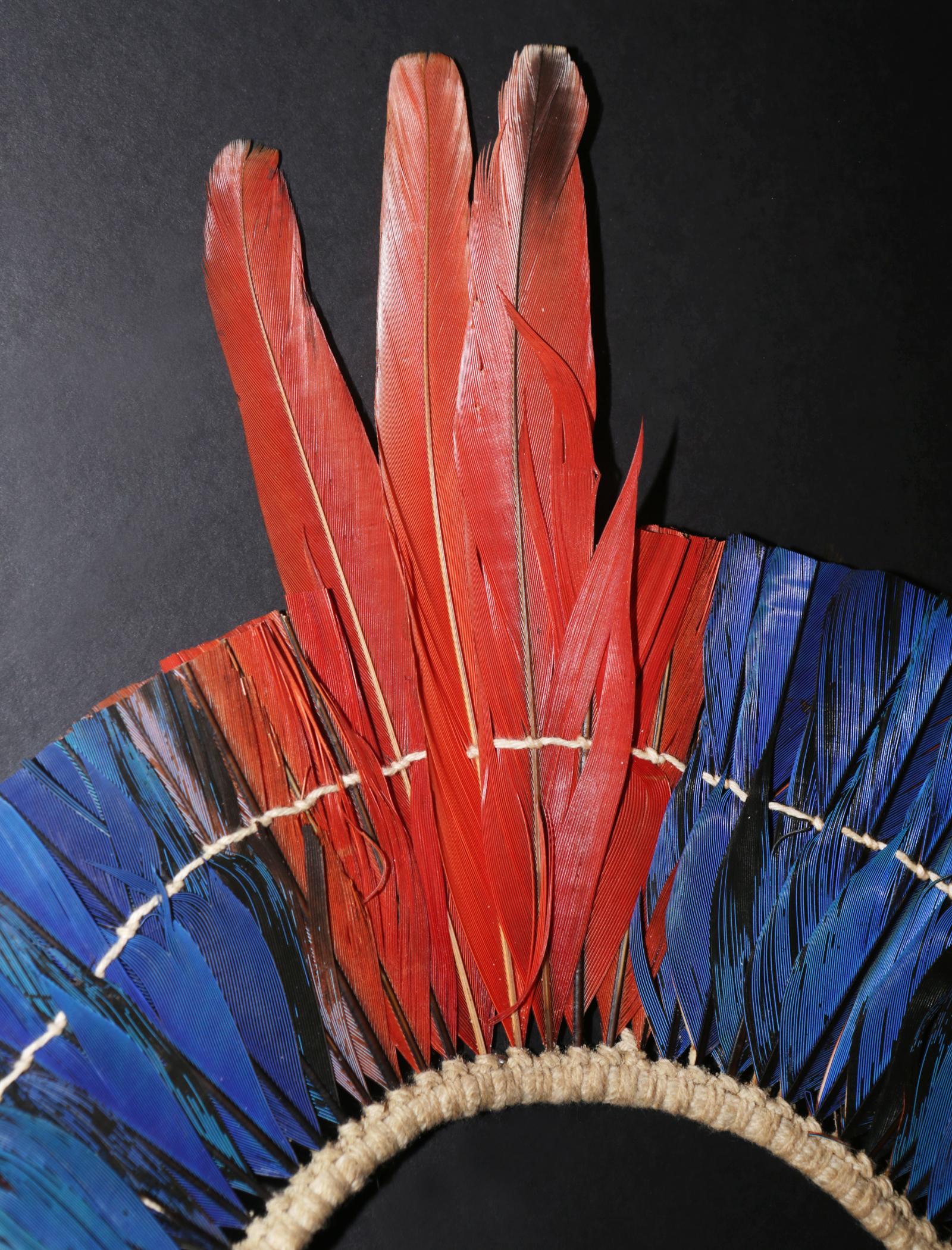 Hand-Crafted Kayapo 4 Headdress with Natural Feathers