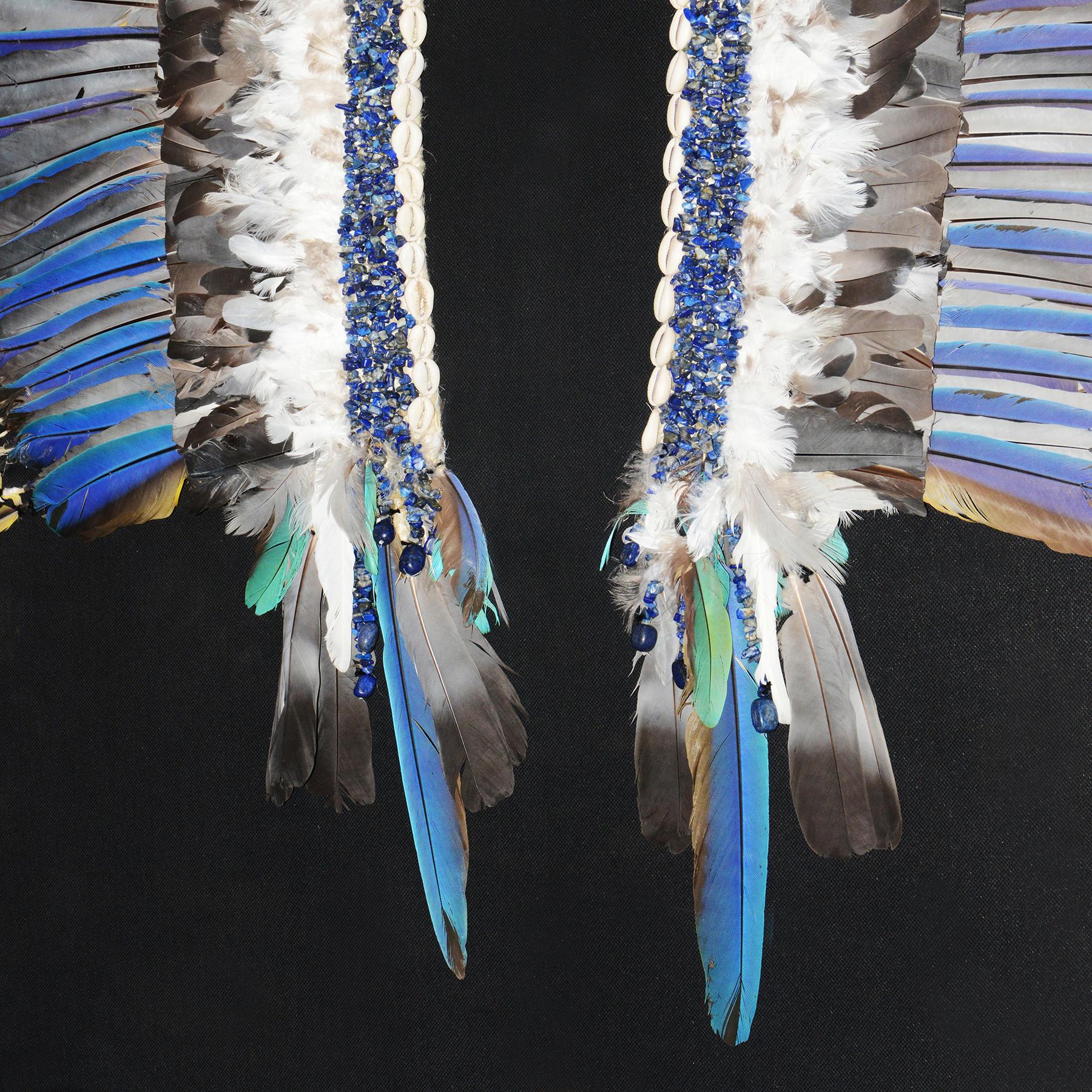 Contemporary Kayapo-Style Artwork Headdress With Moulting Feathers In New Condition For Sale In Paris, FR