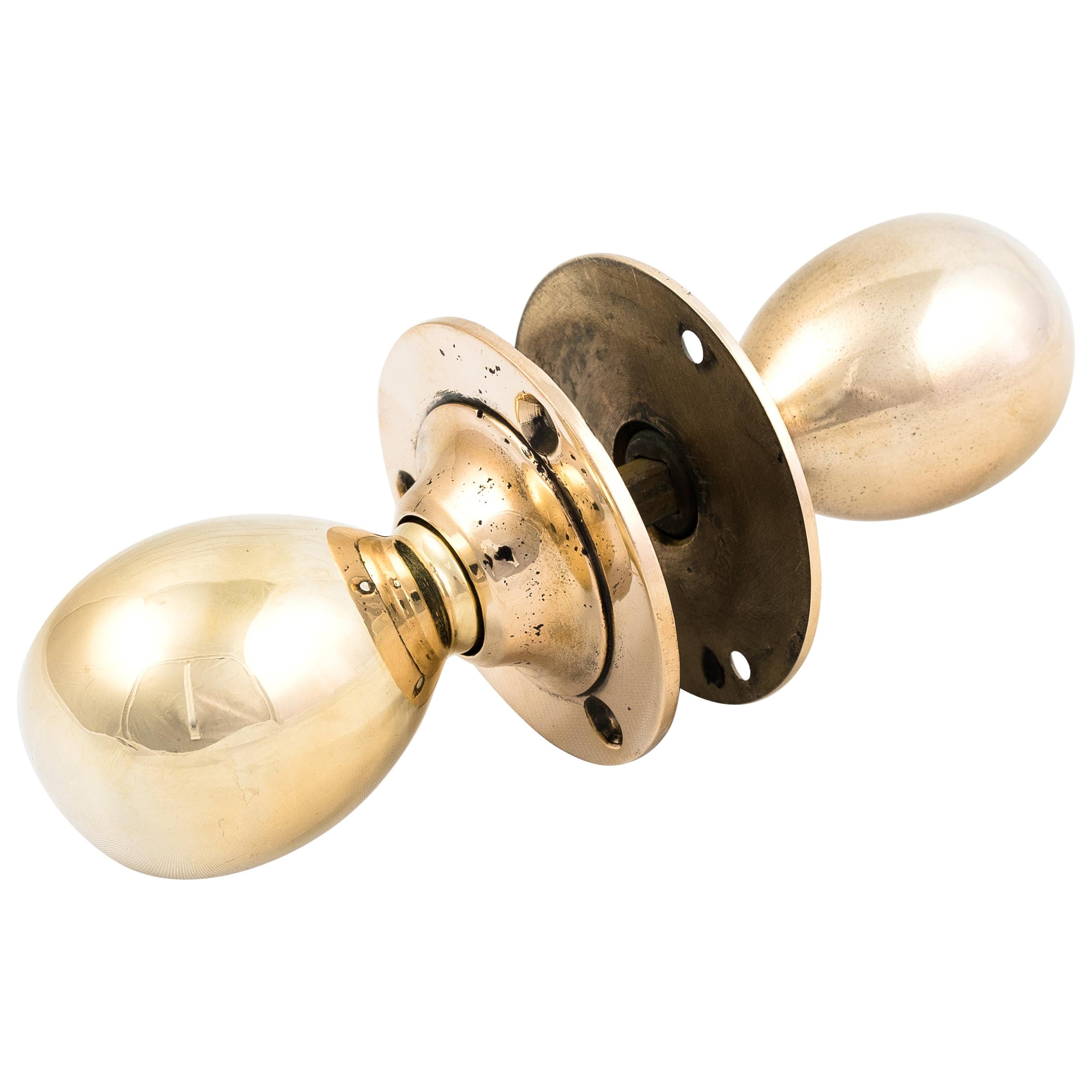 Pair Smoked Faceted Glass Mortice Interior Internal Turning Door Knob Handle 