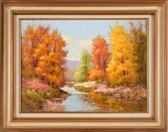 Vibrant Fall Colors at the Creek - Autumn Landscape in Oil on Canvas
