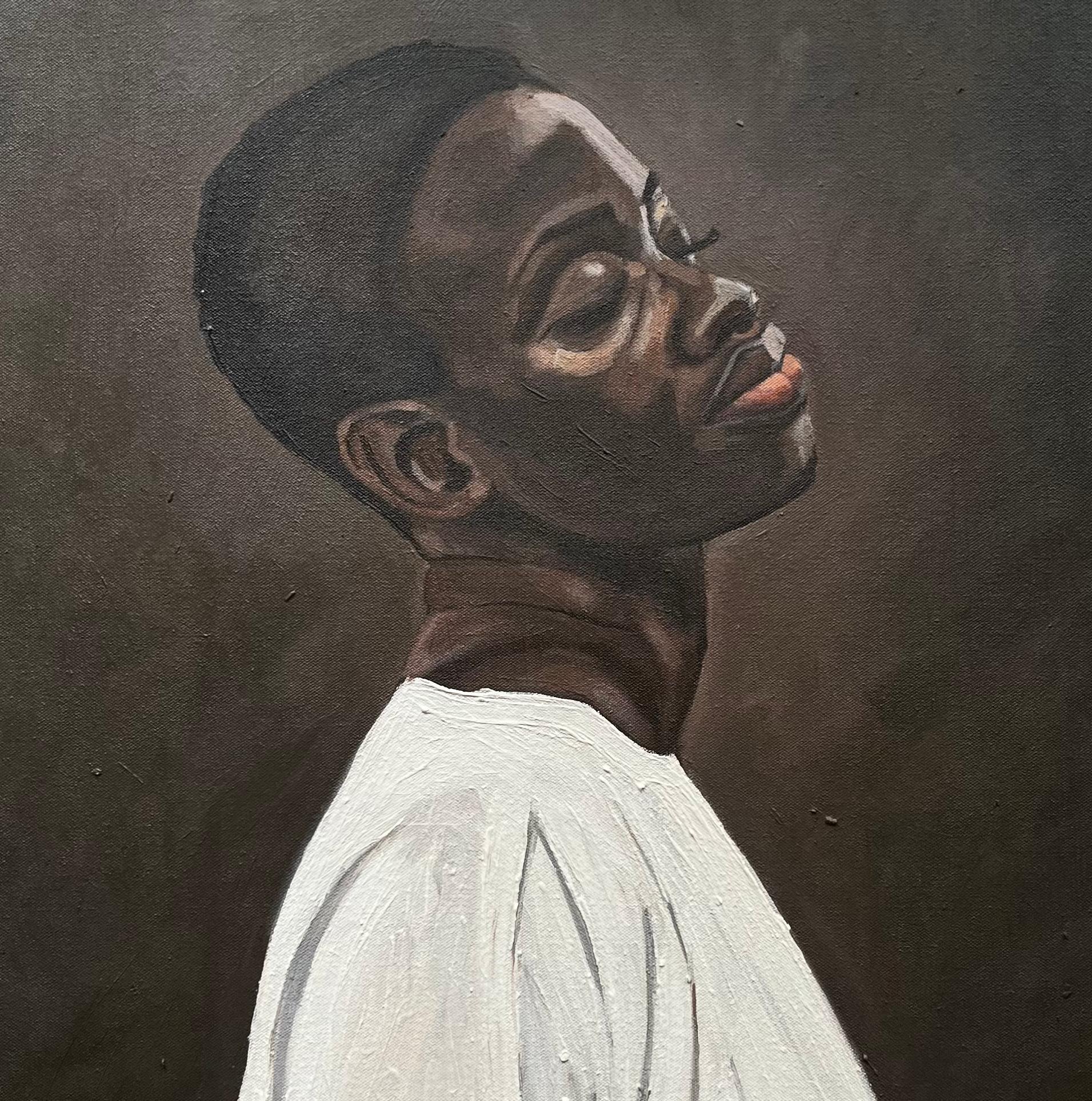 Luz interior - Siglo XXI Contemporáneo, Retrato expresionista, Mujer africana - Figurative Painting Negro de Kayimahe Ishmael Zed