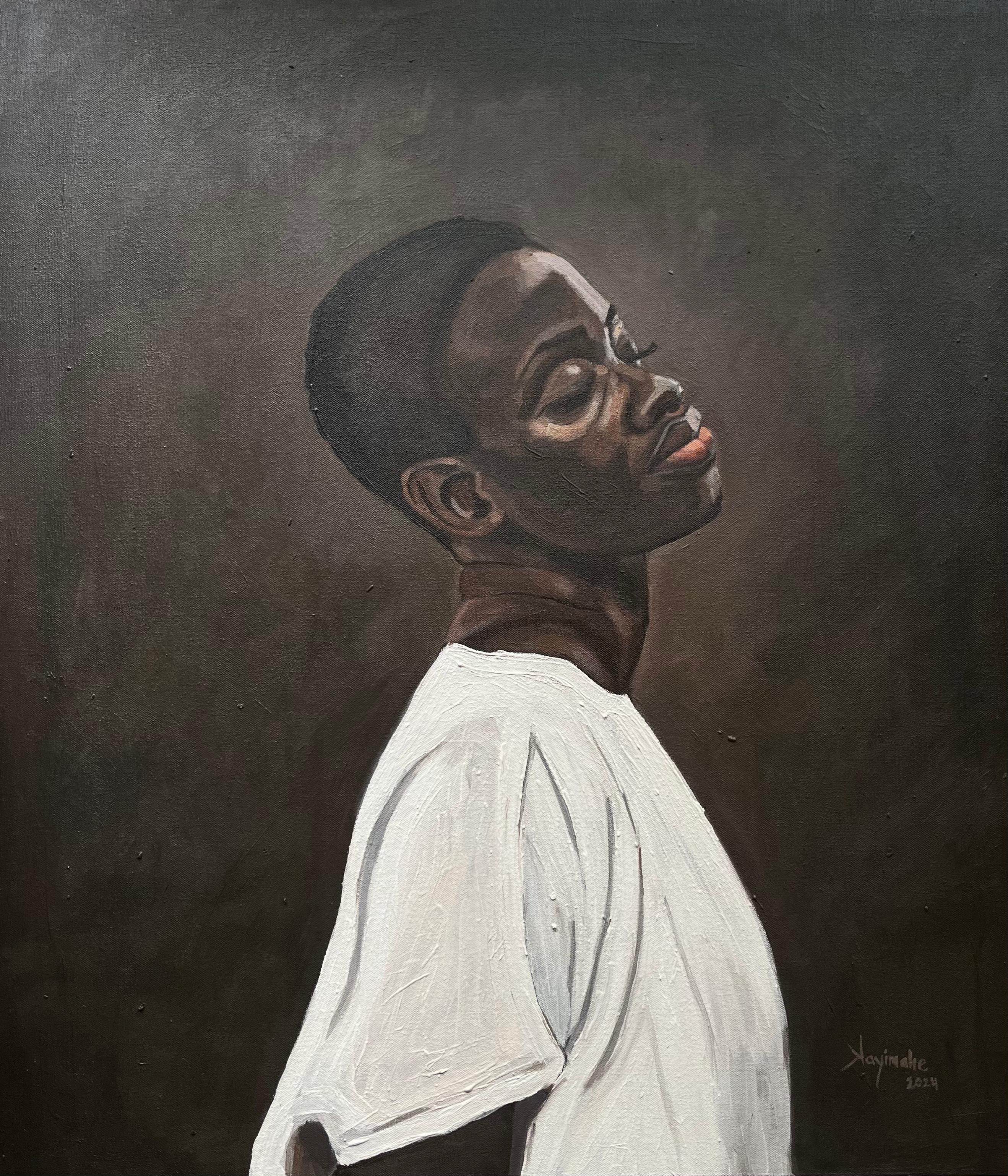 Figurative Painting de Kayimahe Ishmael Zed - Luz interior - Siglo XXI Contemporáneo, Retrato expresionista, Mujer africana