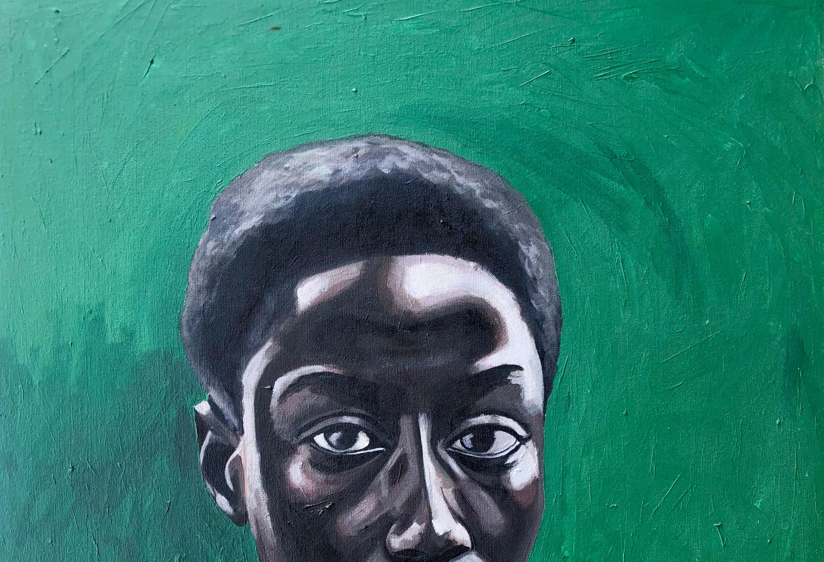 Le Col Rouge - Ritratto espressionista del XXI secolo, Donna africana - Painting di Kayimahe Ishmael Zed