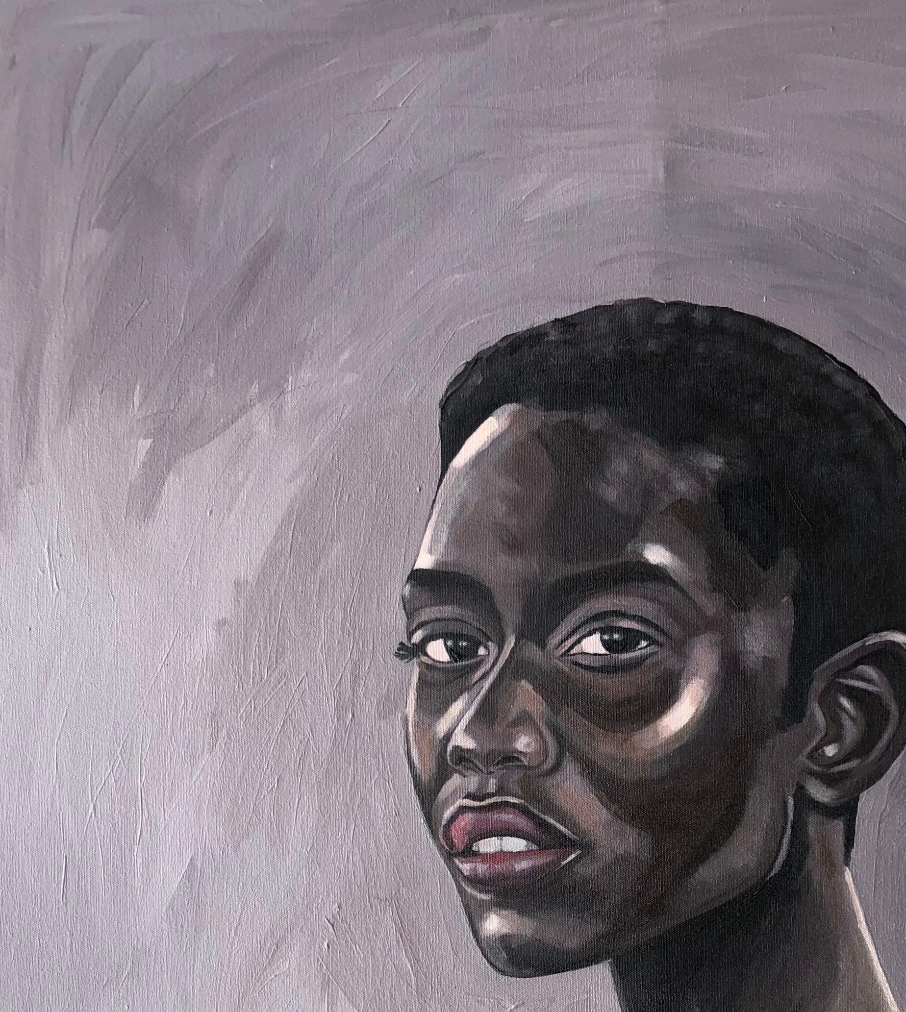 Sable - Ritratto espressionista del XXI secolo, donna africana, viso - Painting di Kayimahe Ishmael Zed