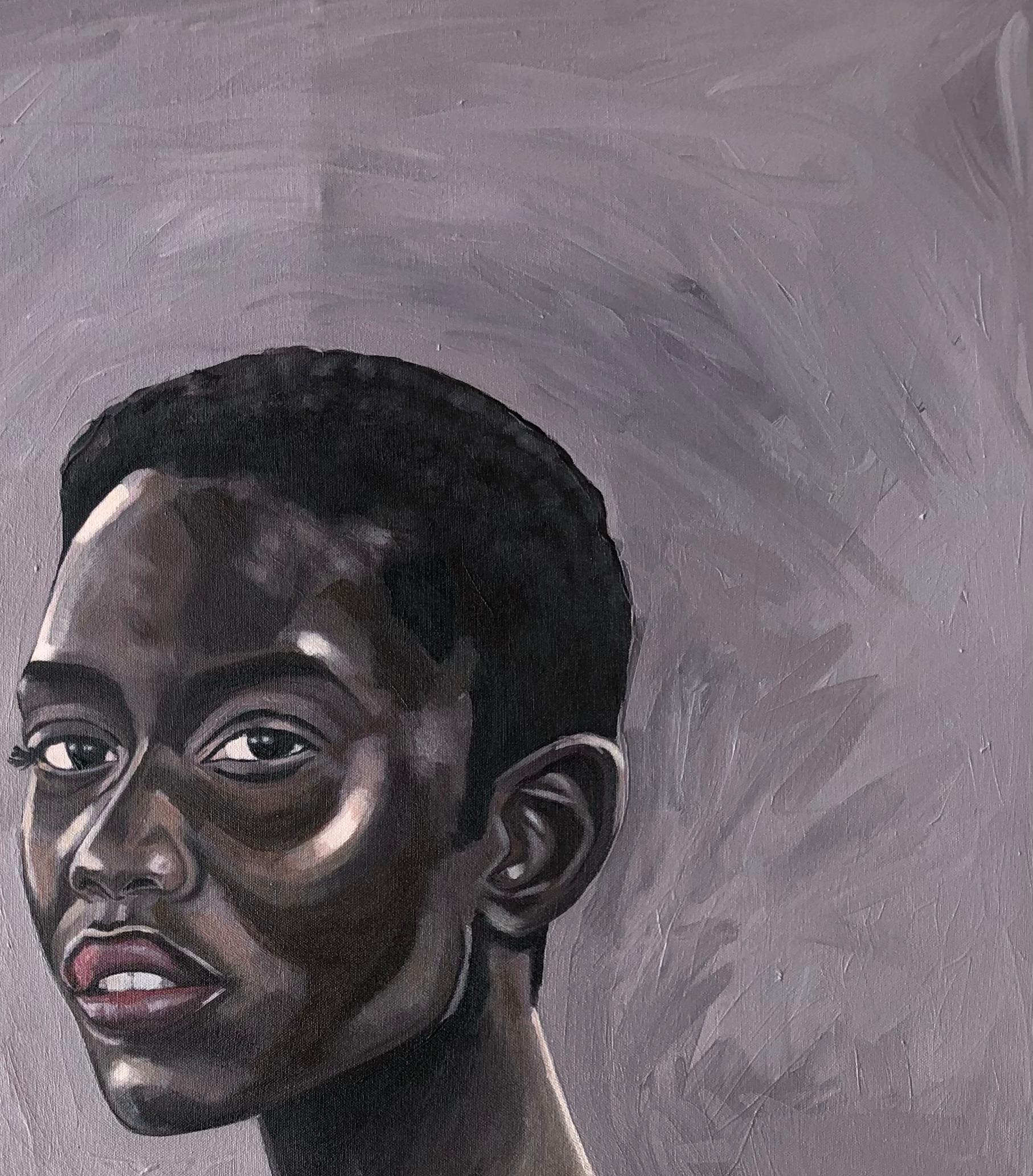 Sable - Ritratto espressionista del XXI secolo, donna africana, viso - Painting Espressionista di Kayimahe Ishmael Zed