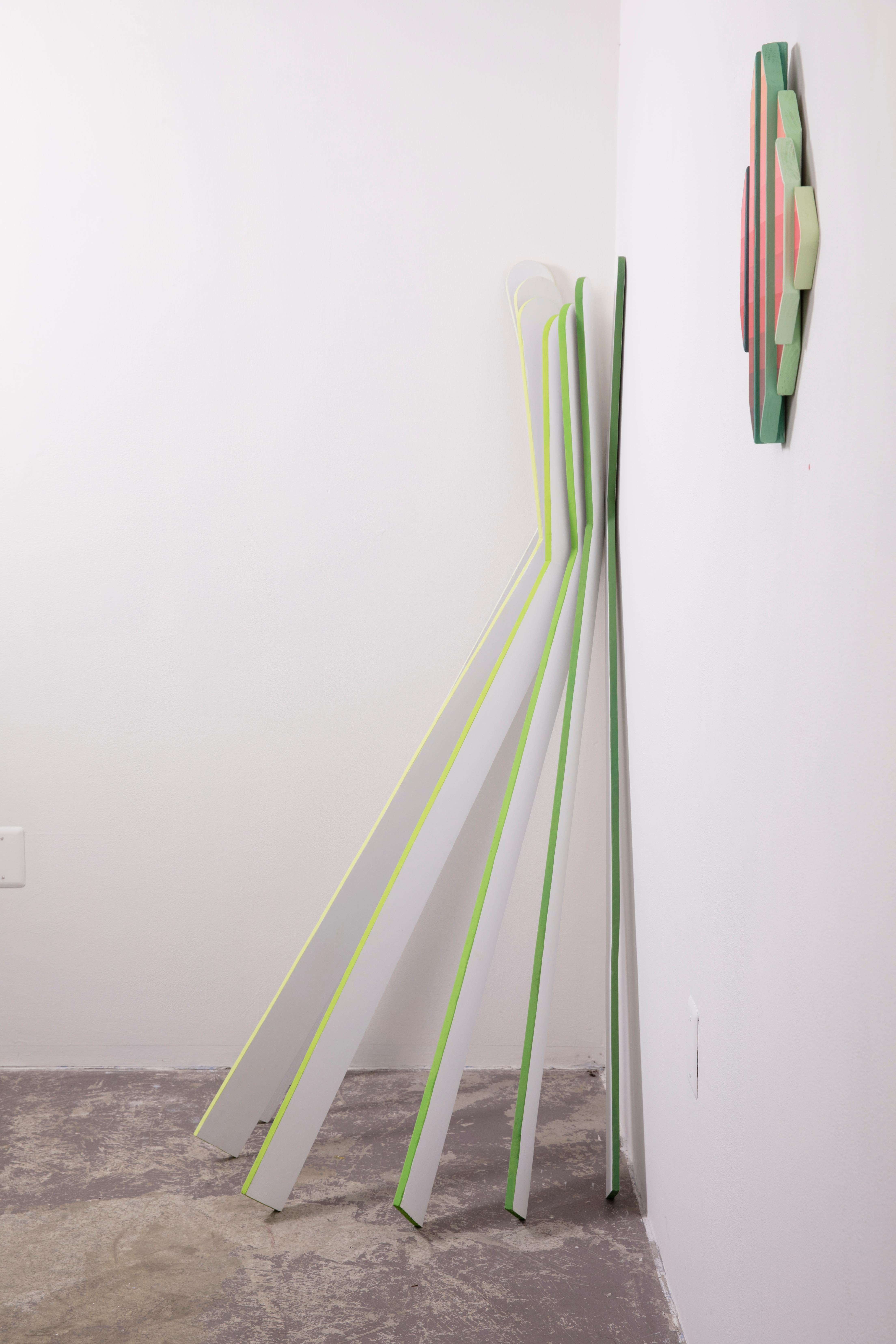 GYNOID - Installation Sculpture, Green and White, Wood, Contemporary 3