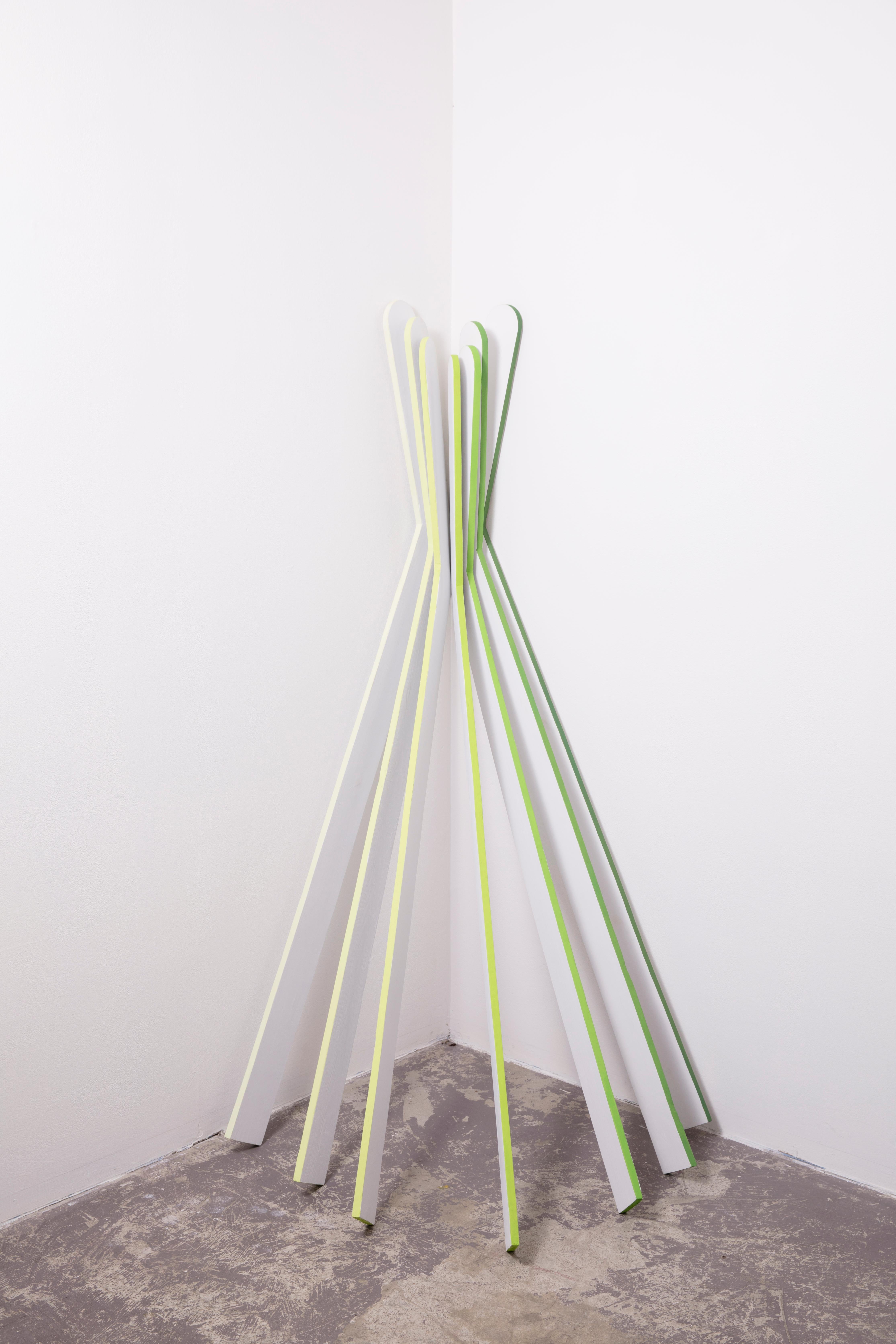 GYNOID - Installation Sculpture, Green and White, Wood, Contemporary - Art by Kayla Rumpp