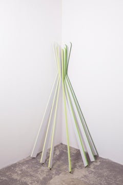 Gynoid - Installation Sculpture, Green and White, Wood, Contemporary