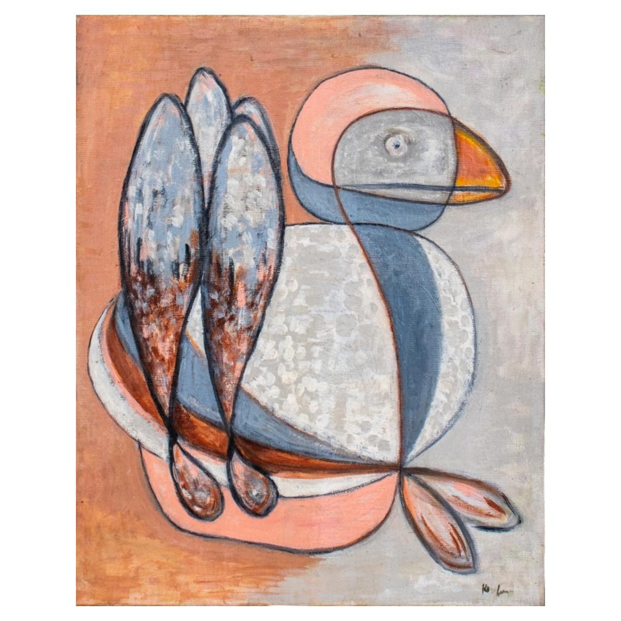 Kayo Lennar Dodo Bird Oil on Canvas For Sale