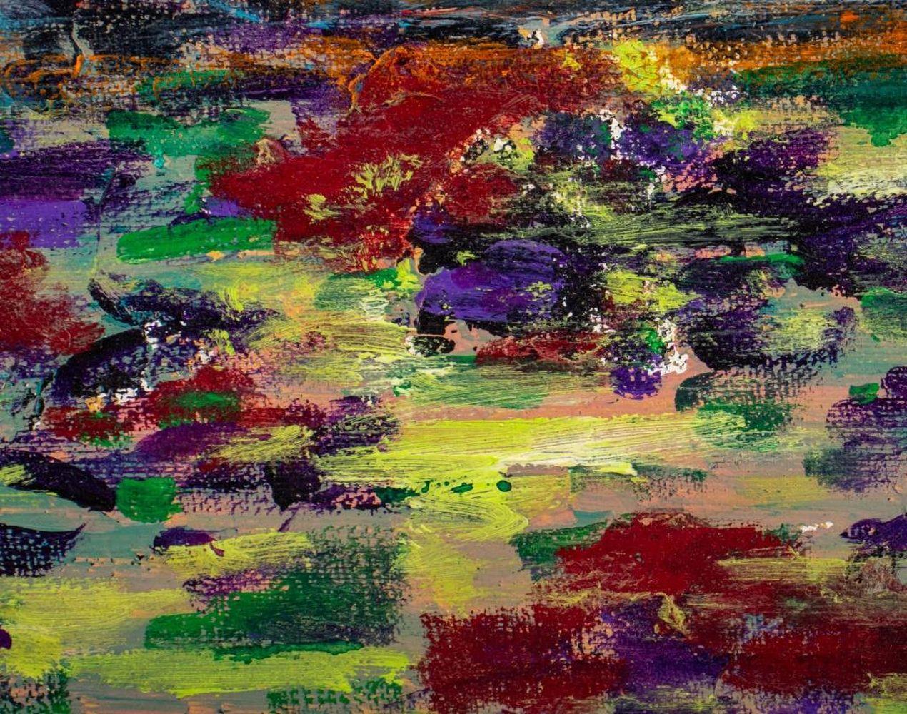 Floral Abstraction - Black Landscape Painting by Kayo Lennar