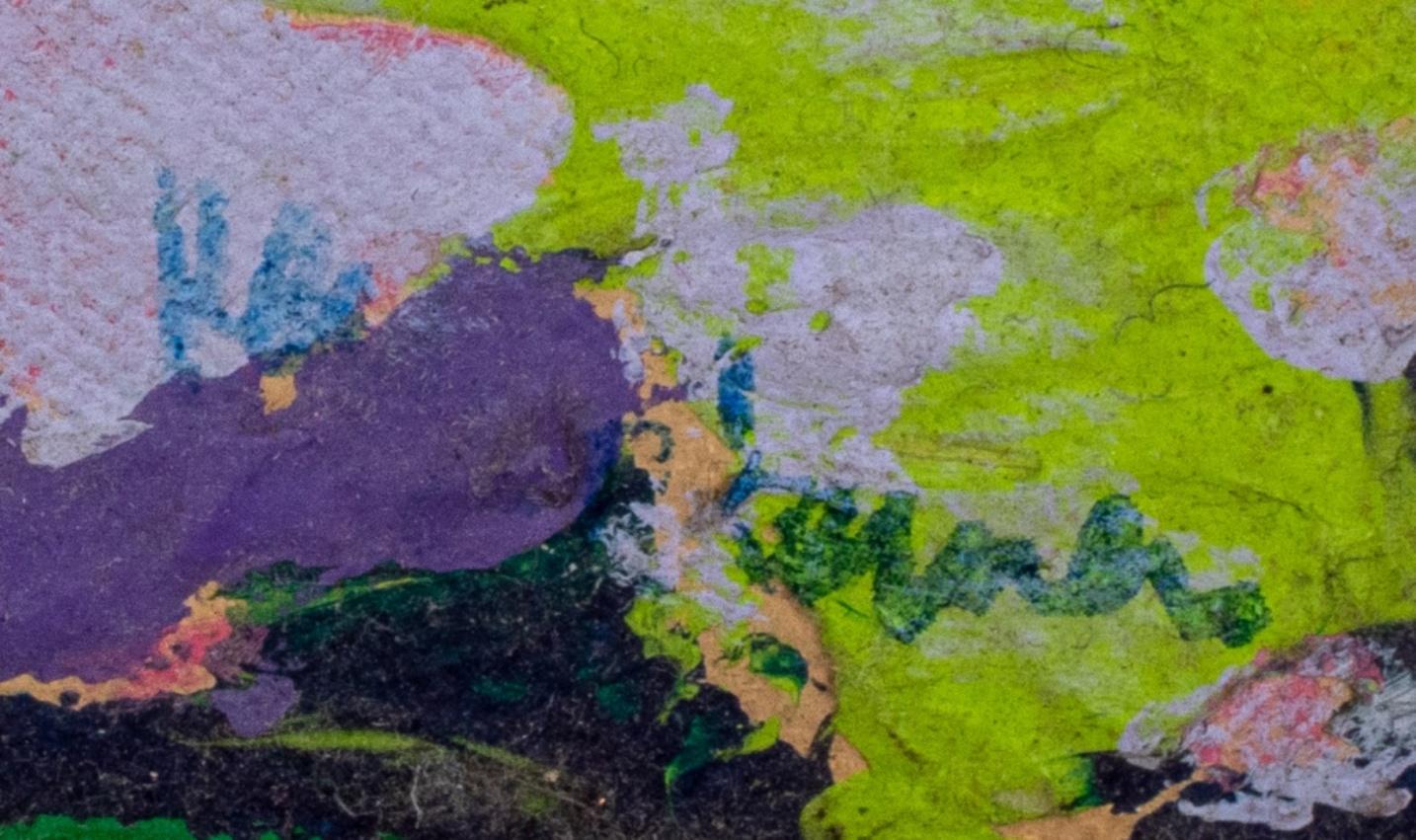 Mid-Century Modern Kayo Lennar 'Purple Abstraction' Oil on Canvas For Sale