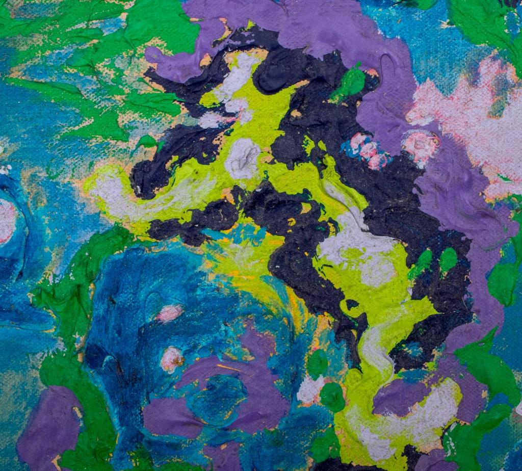 Kayo Lennar 'Purple Abstraction' Oil on Canvas For Sale 1